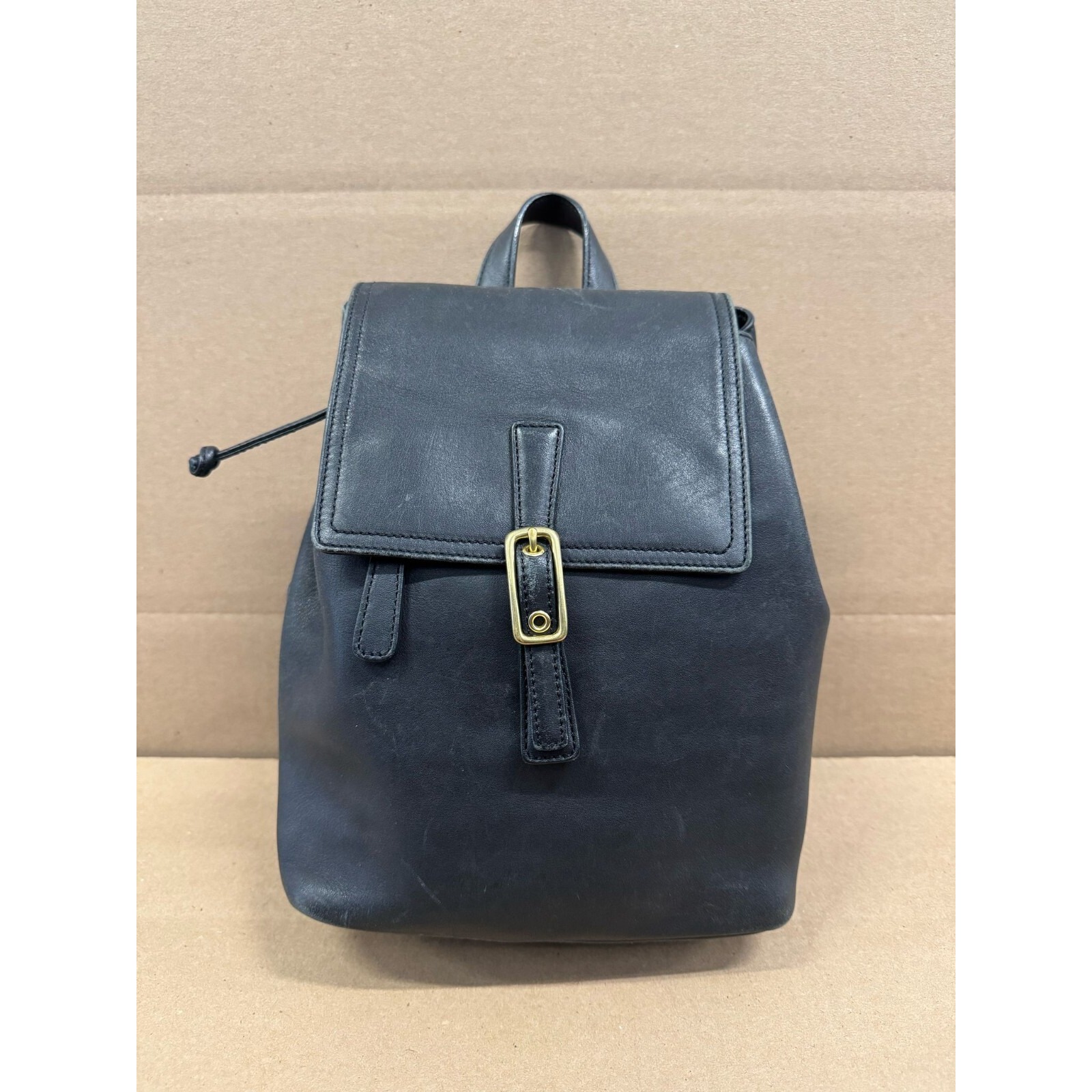 Vtg Coach Black Leather Legacy Backpack Gold Hardware Hang Tag 9858